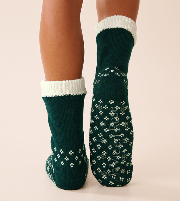 La Vie en Rose  Calf Length Socks - Green Calf Length Socks