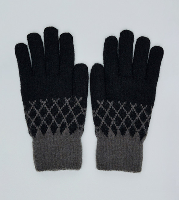 أر آند بي  قفازات - أسود Knit