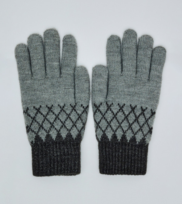 أر آند بي  قفازات - رمادي Knit