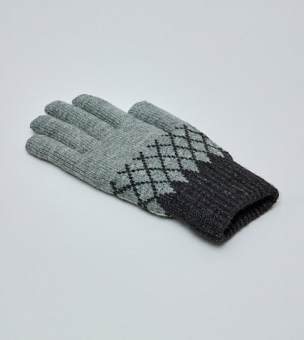 أر آند بي  قفازات - رمادي Knit