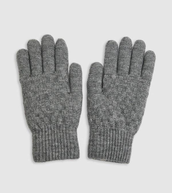 أر آند بي  قفازات - رمادي Knit