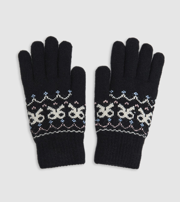أر آند بي  قفازات - أسود Knit