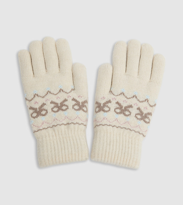 أر آند بي  قفازات - بيج Knit