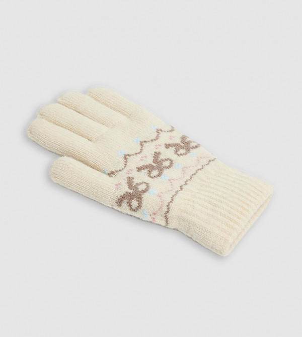 أر آند بي  قفازات - بيج Knit