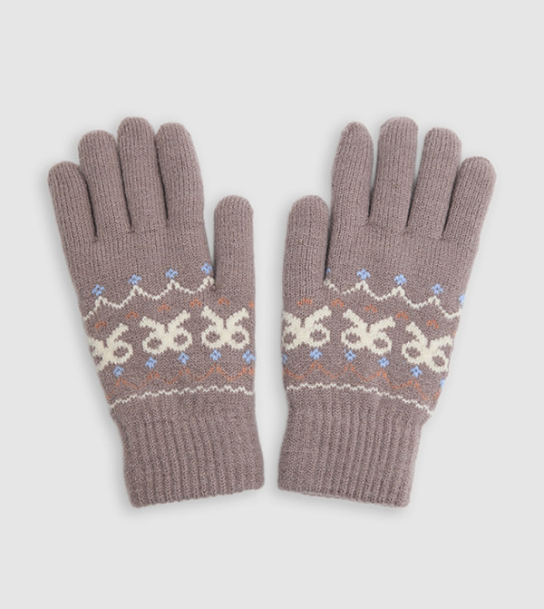 أر آند بي  قفازات - رمادي داكن Knit