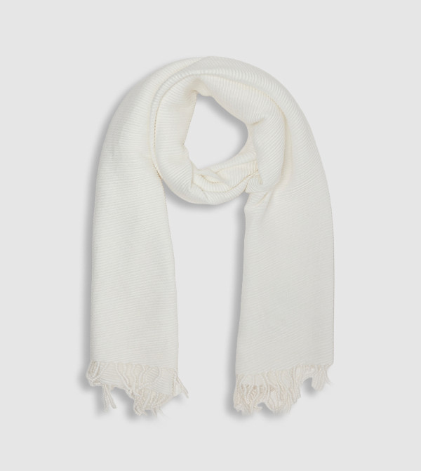 R&B  Woollen Scarves - Ivory Woolen Scarves