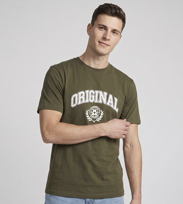 R&B R&B - Olive Round Neck T-Shirts