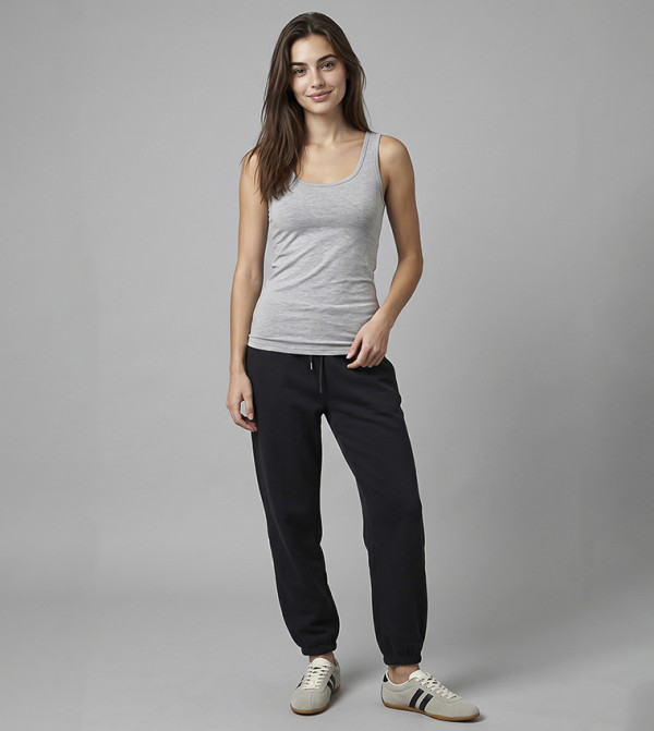 R&B  Sleeveless Tops - Grey Sleeveless Tops