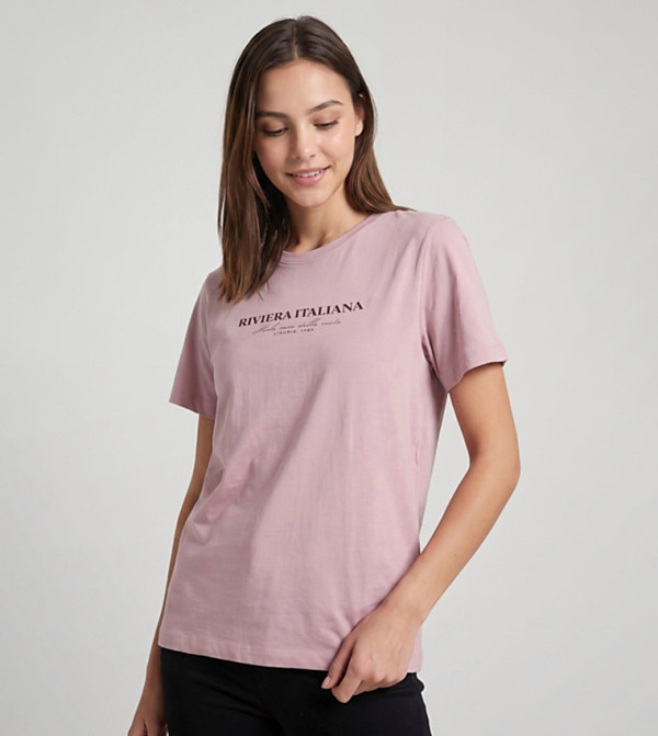 R&B  Casual T-Shirts - Pink Short Sleeve T-Shirts