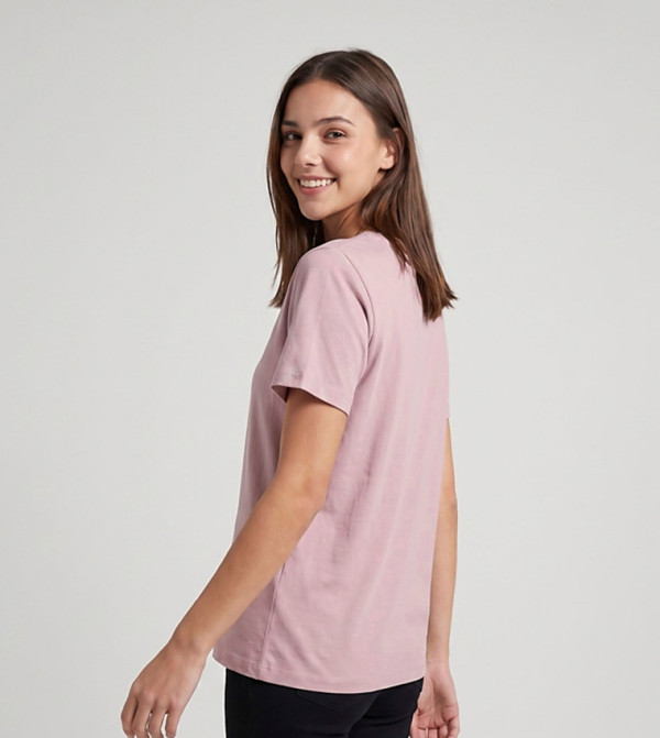 R&B  Casual T-Shirts - Pink Short Sleeve T-Shirts