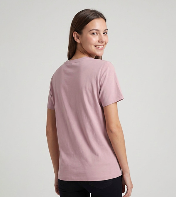 R&B  Casual T-Shirts - Pink Short Sleeve T-Shirts