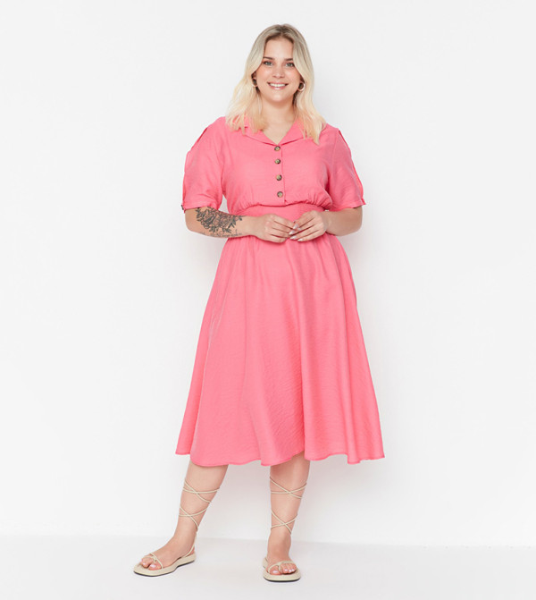 Trendyol  Plus Size - Pink Casual Dress
