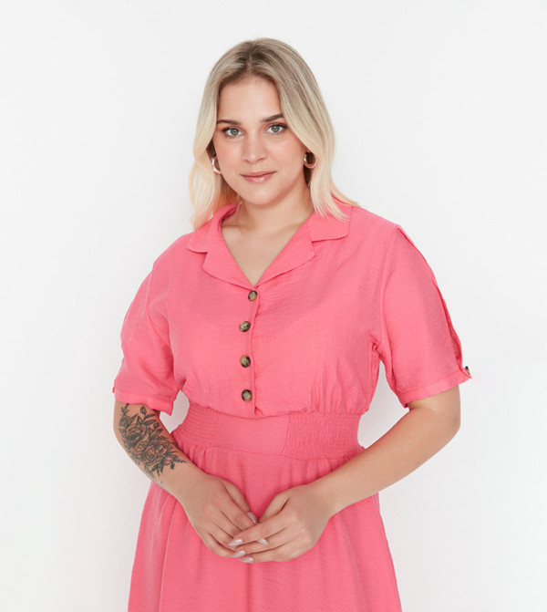 Trendyol  Plus Size - Pink Casual Dress