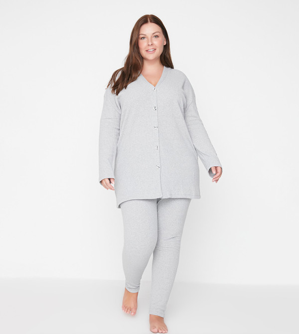 Trendyol  Plus Size - Grey Sleepwear