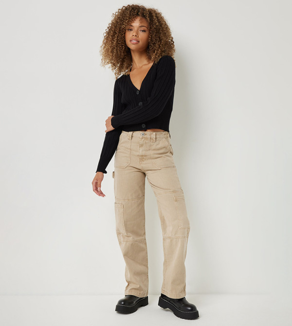 Ardene  Jeans - Beige Wide Leg