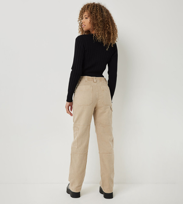 Ardene  Jeans - Beige Wide Leg