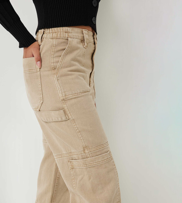 Ardene  Jeans - Beige Wide Leg