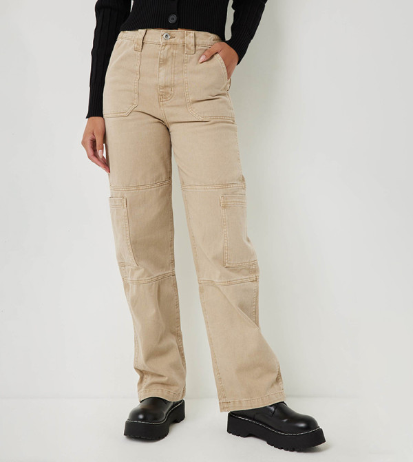 Ardene  Jeans - Beige Wide Leg