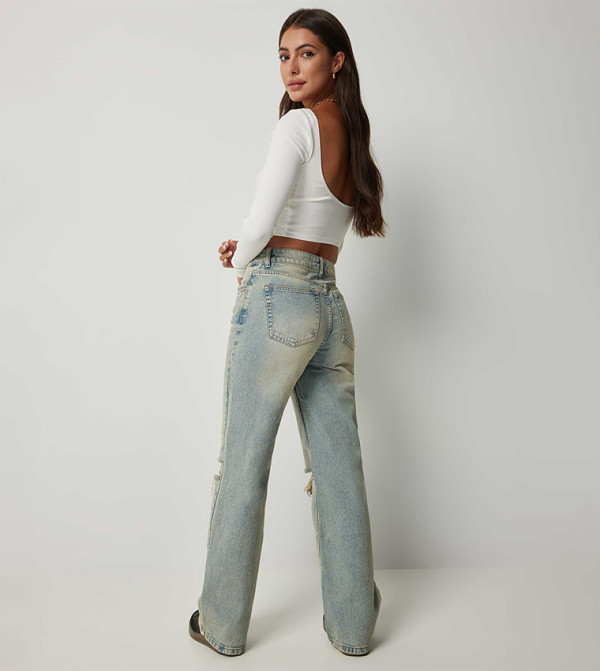 Ardene Straight Jeans - Light Blue Straight Jeans