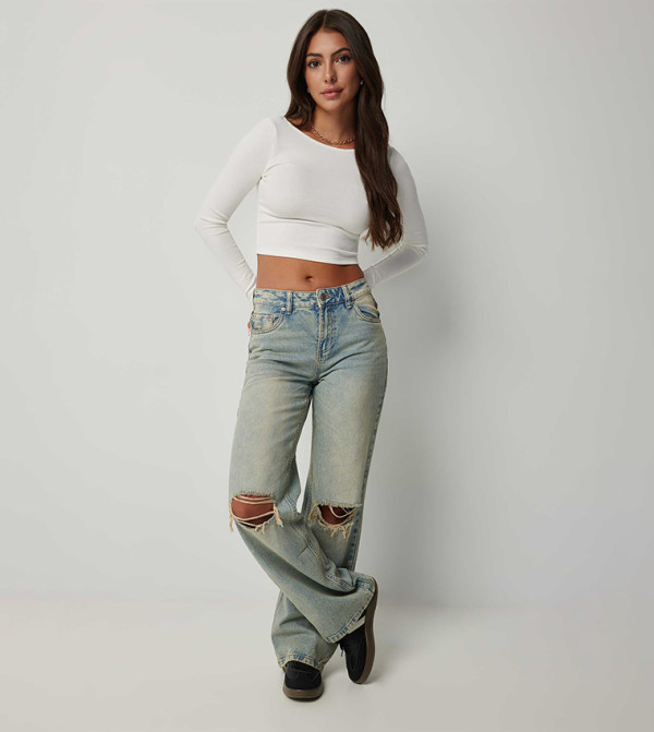 Ardene Straight Jeans - Light Blue Straight Jeans