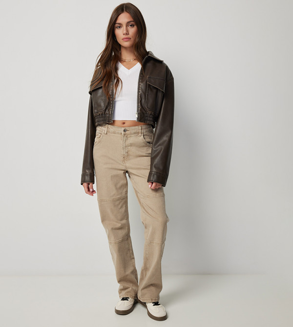 Ardene Ardene - Beige Straight Jeans