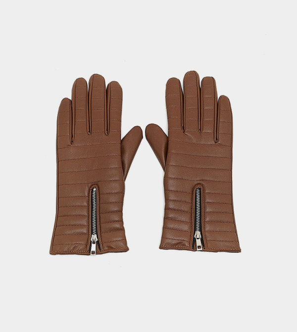 R&B  Gloves - Brown Knit