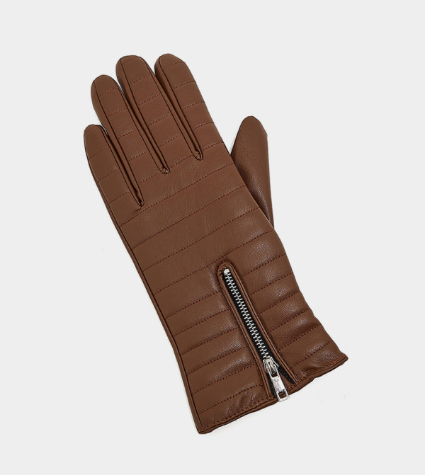 R&B  Gloves - Brown Knit