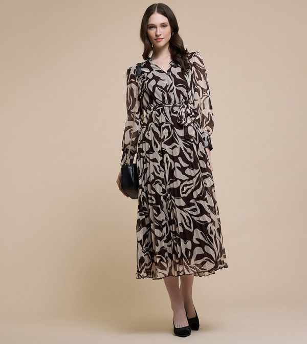 R&B  Dresses - Brown Midi Dresses