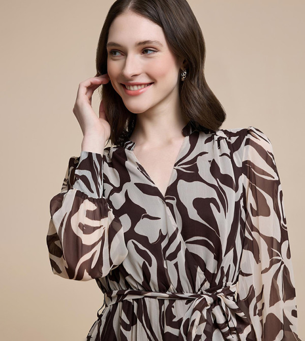 R&B  Dresses - Brown Midi Dresses