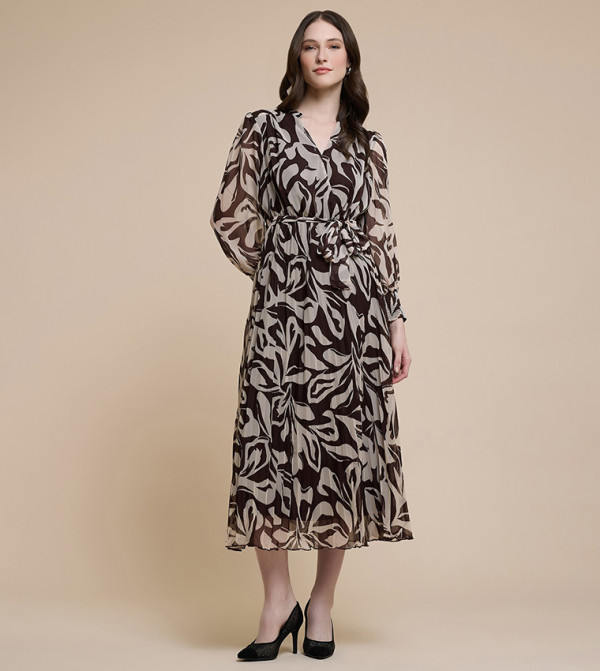 R&B  Dresses - Brown Midi Dresses