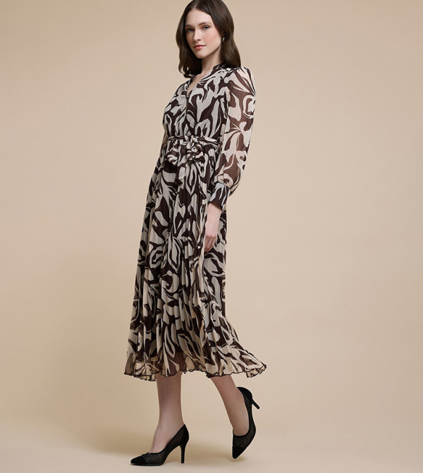 R&B  Dresses - Brown Midi Dresses