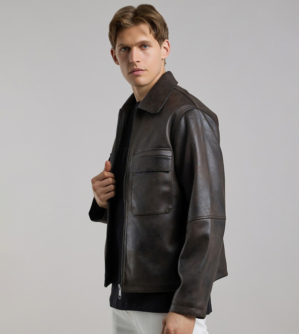 R&B  Jackets & Coats - Brown Casual Jackets