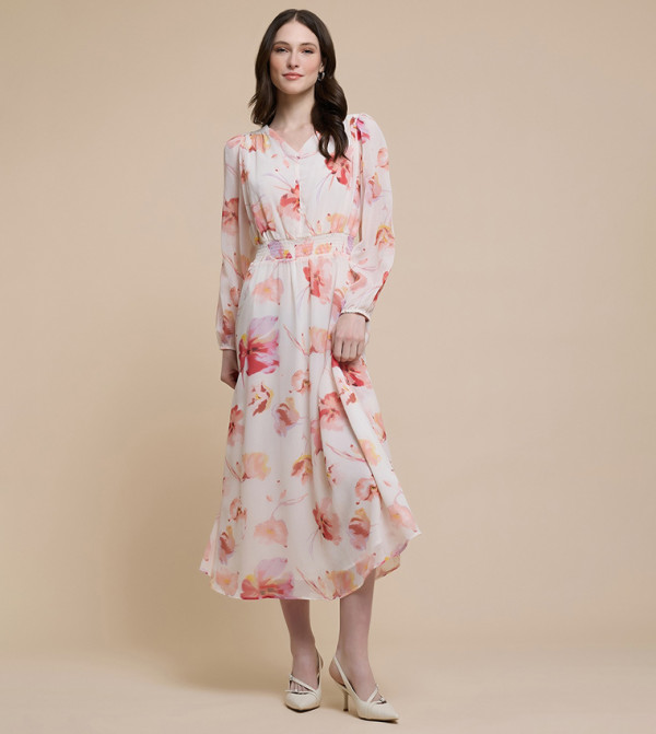 R&B  Dresses - Off White Midi Dresses