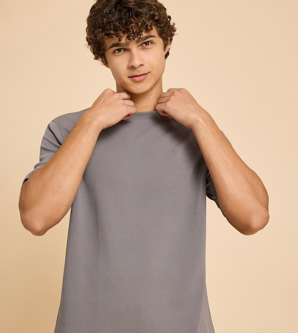 R&B R&B - Grey Round Neck T-Shirts
