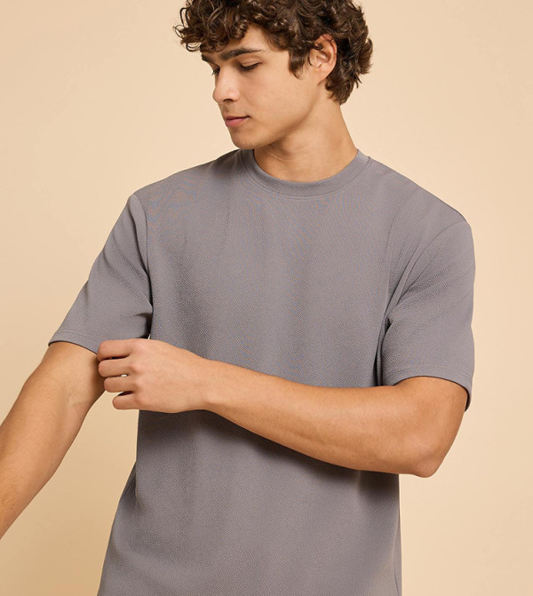 R&B R&B - Grey Round Neck T-Shirts