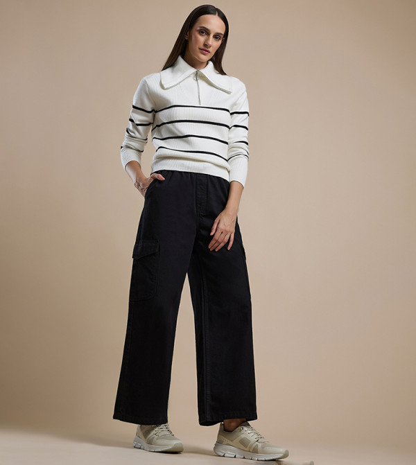 أر آند بي  بناطيل جينز - أسود Straight Jeans