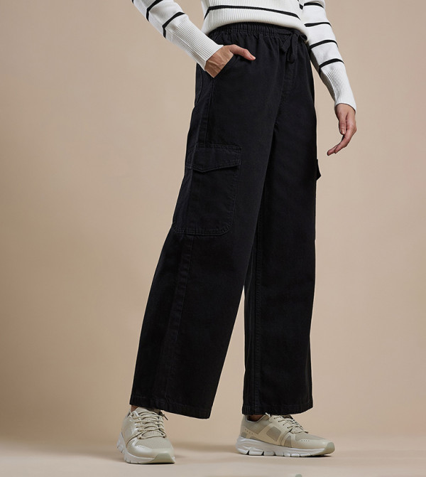 أر آند بي  بناطيل جينز - أسود Straight Jeans