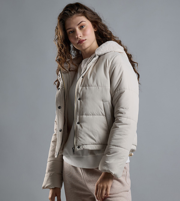 R&B  - Beige Puffer & Quilted Jackets