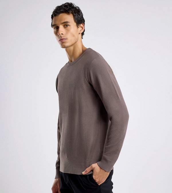 R&B R&B - Brown Round Neck Sweaters