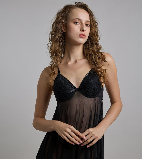 أر آند بي  لانجري - أسود Babydolls & Bodysuits