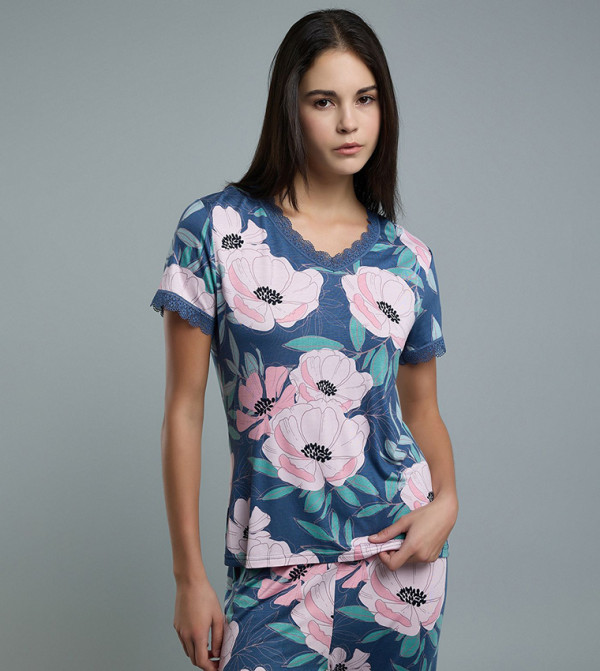 R&B  Sleepwears & Loungewears - NAVY BLUE Pyjama Set