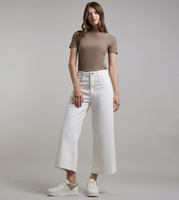 R&B Jeans - White Wide Leg Jeans