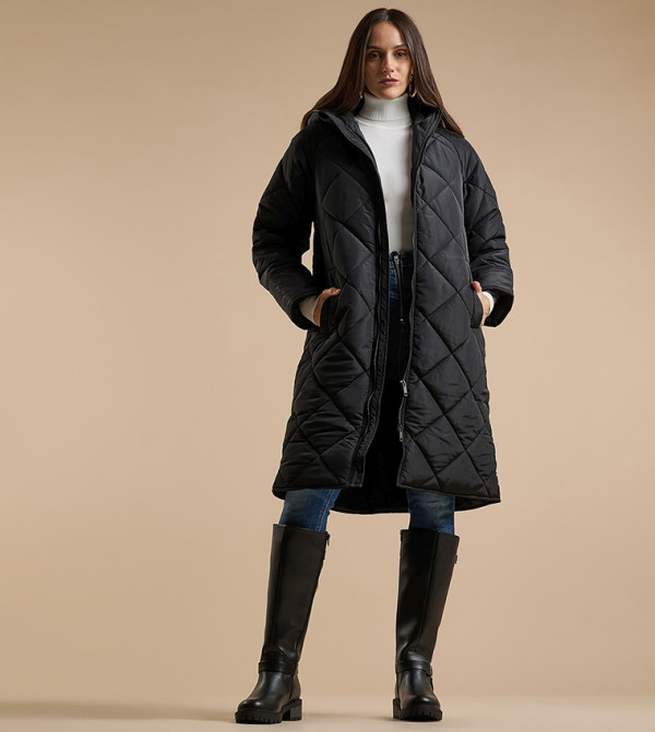 R&B  Puffer & Quilted Jackets - Black Puffer & Quilted Jackets