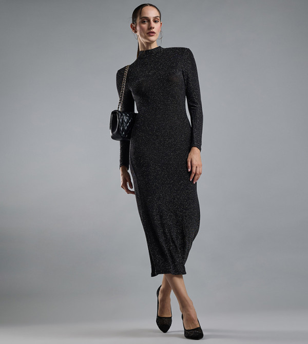 R&B  Clothing - Black Midi Dresses