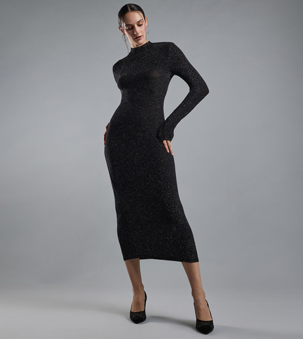 R&B  Clothing - Black Midi Dresses