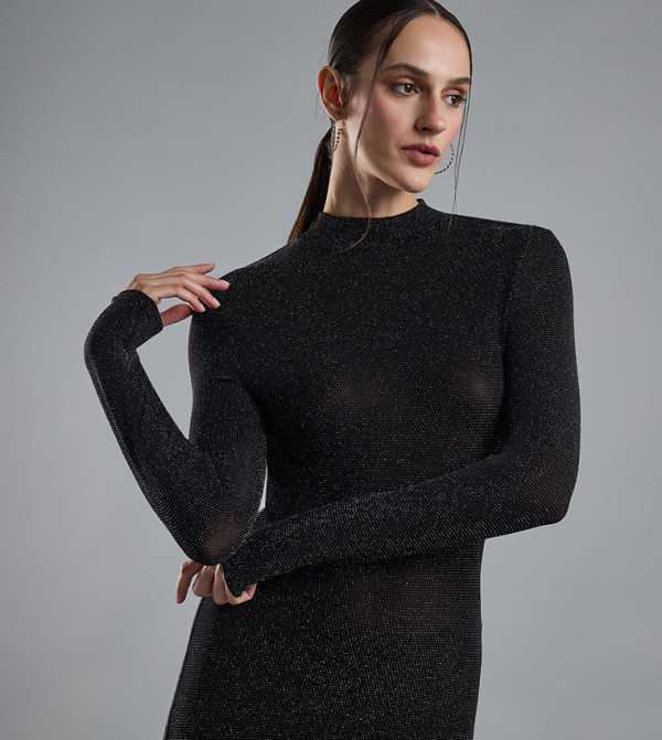 R&B  Clothing - Black Midi Dresses