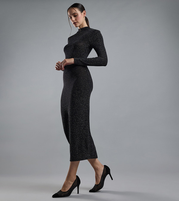 R&B  Clothing - Black Midi Dresses