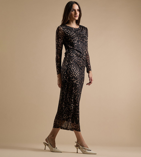 R&B  Dresses - Brown Midi Dresses