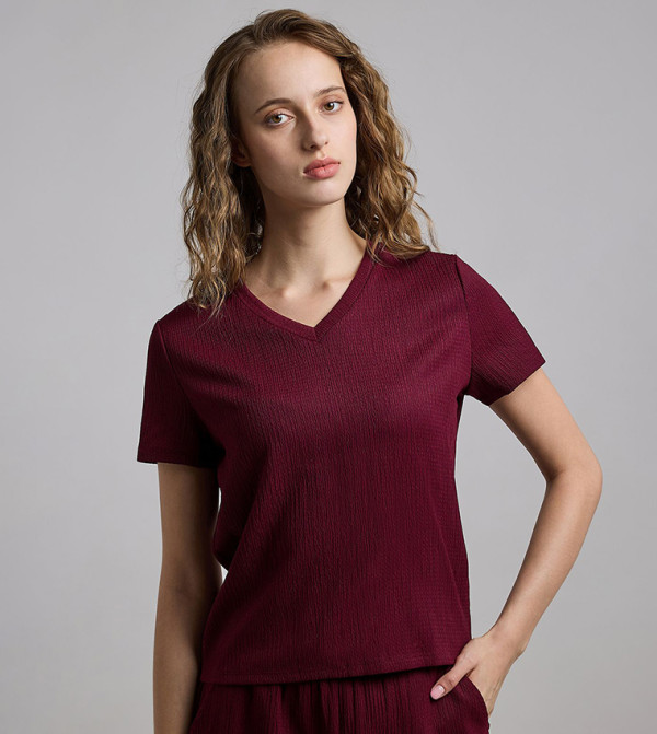 R&B  Casual Tops - Wine Casual Tops