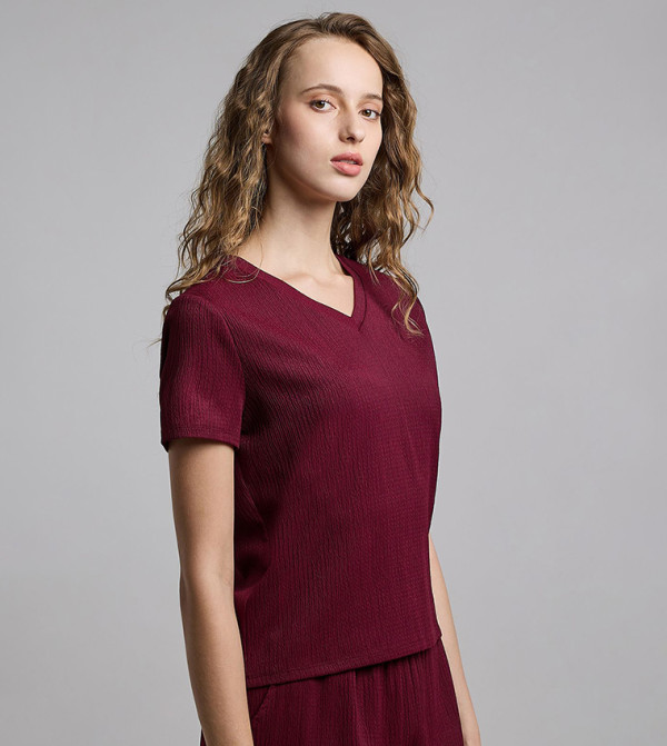 R&B  Casual Tops - Wine Casual Tops